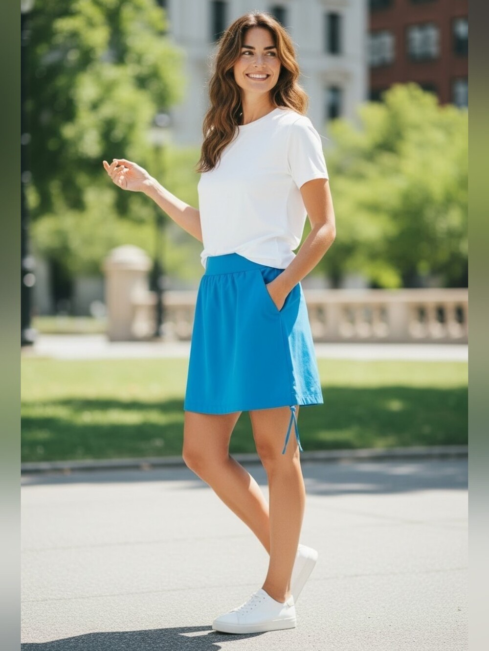 NWT Columbia Women's Anytime Casual Skort Active Fit Drawstring Teal Stretch S